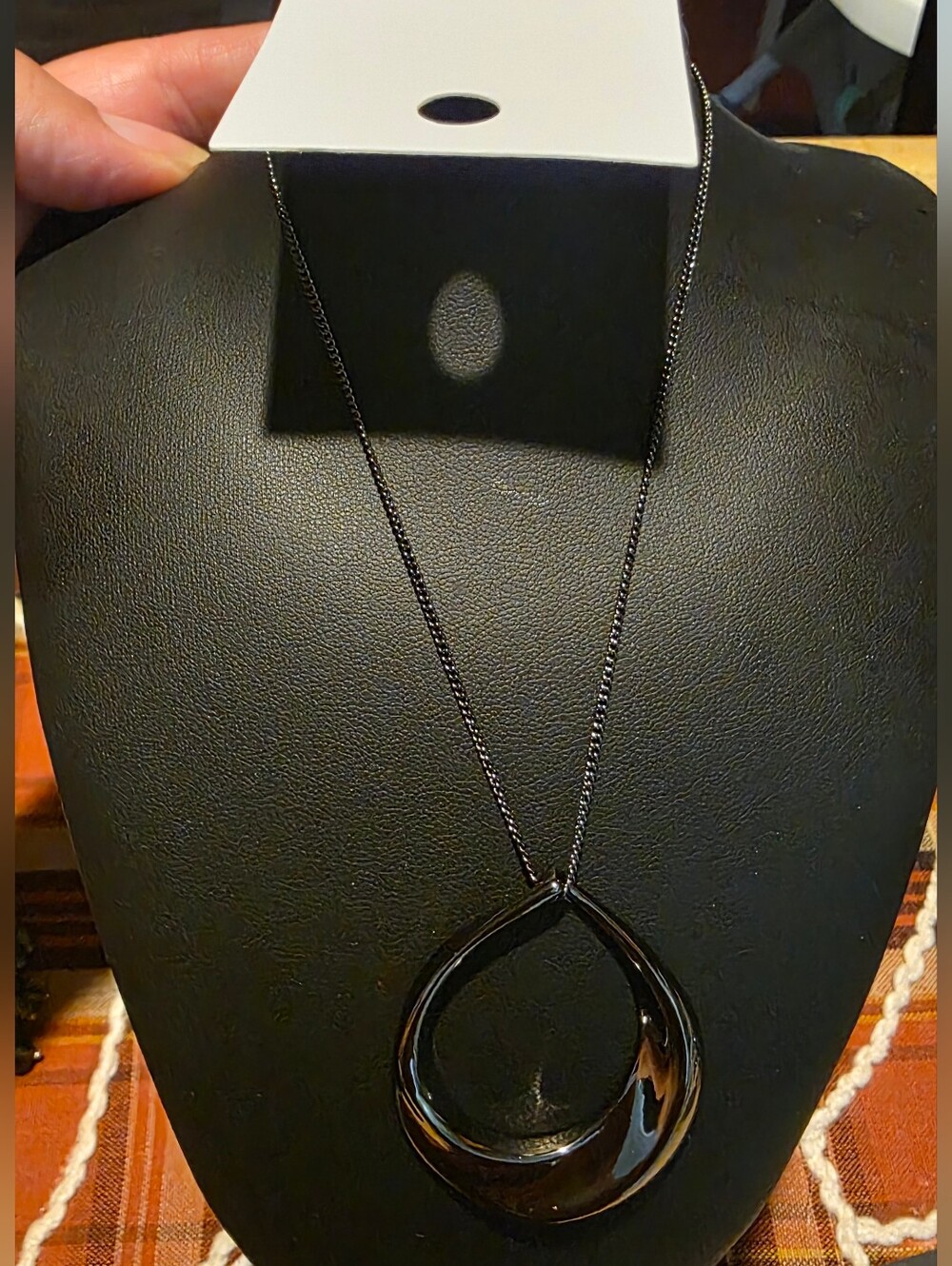 Express Black Teardrop Pendant Necklace - Sleek Women's Jewelry